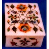 Cornelian stones inlaid marble box-RE3407